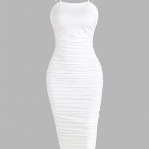 Bungee Strap Ruched Midi Dress