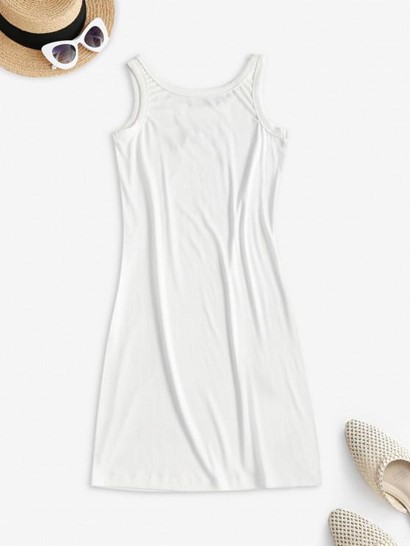 Embroidered Bodycon Tank Mini Dress - Image 2