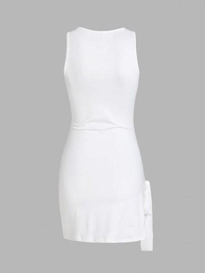Tie Side Slit Slinky Mini Tank Dress - Image 2