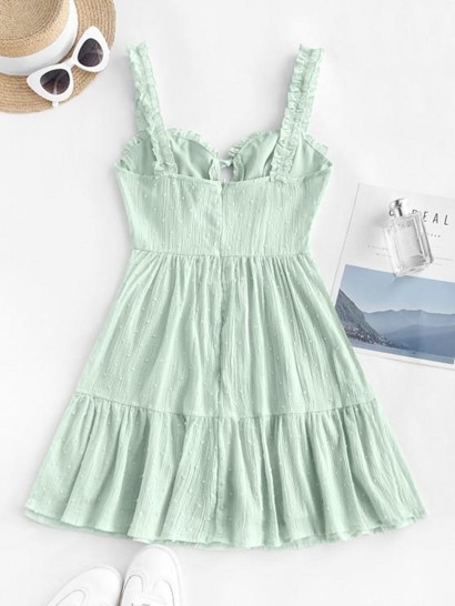 Swiss Dot Frilled Tie Pep Hem Dress - Image 2