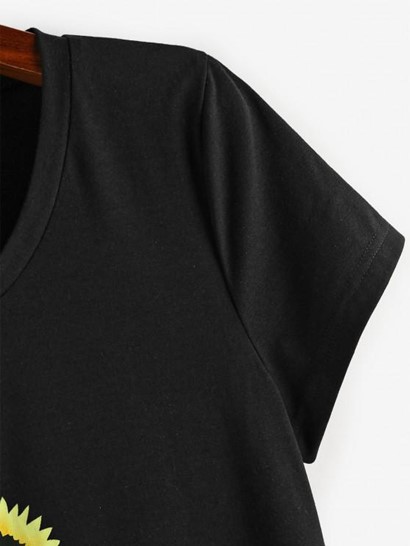 Sunflower Print Curved Hem T Shirt Dress - Image 3