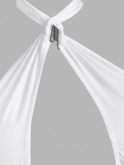 Choker Draped Ruched Backless Dress - Image 3