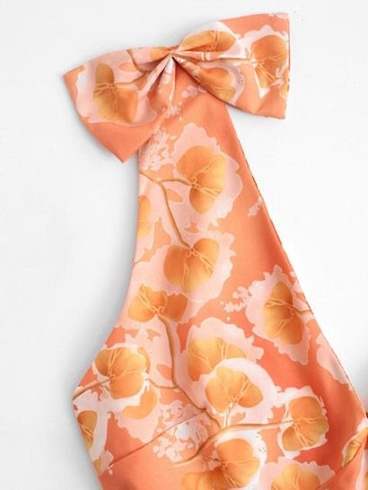 Empire Waist Floral Bowknot Mini Dress - Image 3