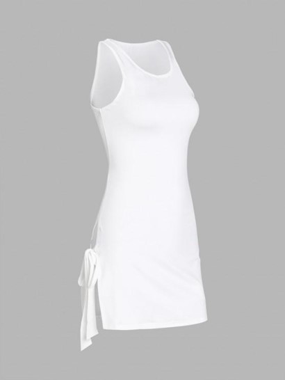 Tie Side Slit Slinky Mini Tank Dress - Image 3