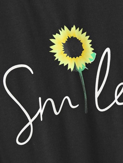 Sunflower Print Curved Hem T Shirt Dress - Image 4