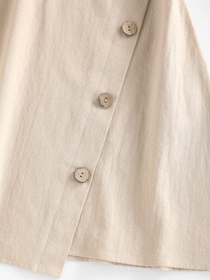 Buttons Surplice Asymmetric Dress - Image 4