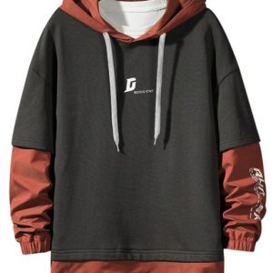 Letter Print Faux Twinset Hoodie