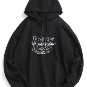 Slogan Print Drop Shoulder Essentials Hoodie
