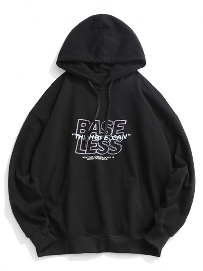 Slogan Print Drop Shoulder Essentials Hoodie