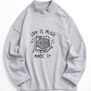 Life Is Music Graphic Drop Shoulder Sweatshirt