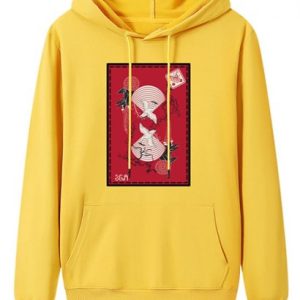 Front Pocket Fleece Lined Chinese Graphic Hoodie
