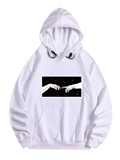 Galaxy Hands Print Front Pocket Fleece Hoodie