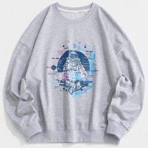 Planet Astronaut Graphic Drop Shoulder Sweatshirt