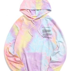 Tie Dye Print Letter Applique Graphic Hoodie