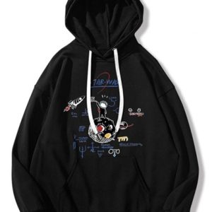 Letter Earth Spaceship Astronaut Graphic Hoodie