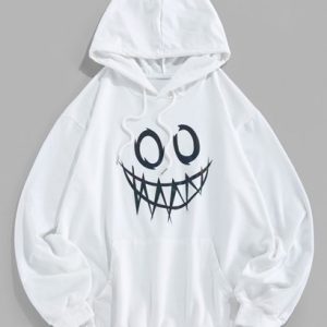 Luminous Cartoon Print Kangaroo Pocket Hoodie