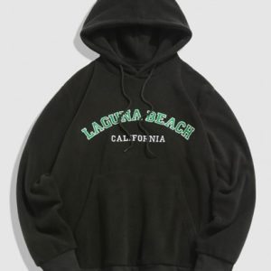 Letters Embroidered Fleece Vintage Essentials Hoodie