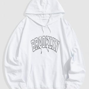 Vintage Letters Printed Kangaroo Pocket Essentials Hoodie