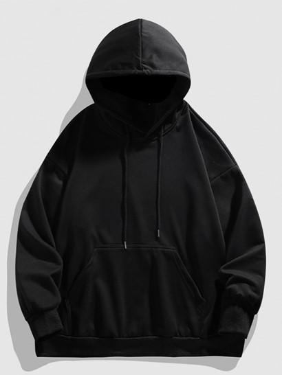 Unisex Solid Color Pocket Bracelet Sleeves Basic Hoodie