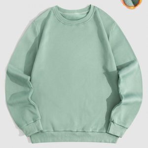 Solid Color Fleece-lined Basic Sweatshirt