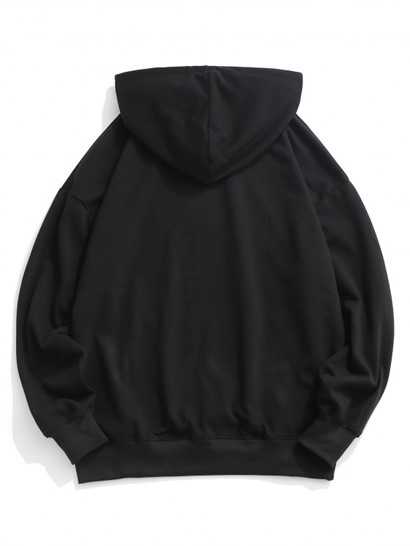 Slogan Print Drop Shoulder Essentials Hoodie - Image 2
