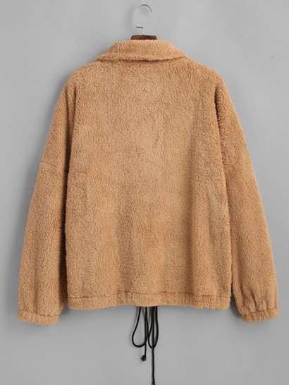 Fluffy Colorblock Two Tone Dreamer Drop Shoulder Quarter Zip Sweatshirt - Image 2