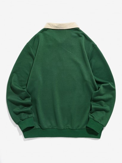 BROOKLYN NEW YORK Half Zip Corduroy Sweatshirt - Image 2