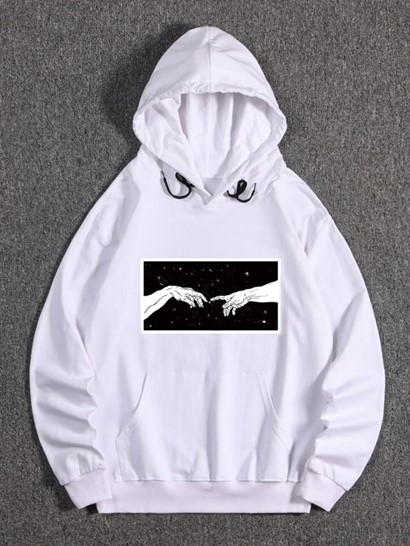 Galaxy Hands Print Front Pocket Fleece Hoodie - Image 3