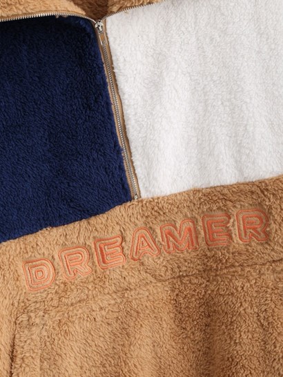 Fluffy Colorblock Two Tone Dreamer Drop Shoulder Quarter Zip Sweatshirt - Image 3