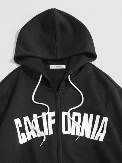Streetwear CALIFORNIA Print Zip Up Vintage Essentials Hooded Jacket - Image 3