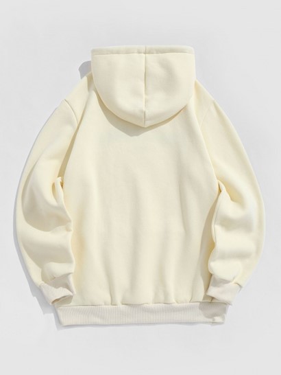 Letter Embroidery Fleece-lining Hoodie And Polar Fleece Sweatpants Set - Image 3