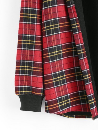 Fuzzy Flannel Plaid Fleece Lined Hooded Shirt Jacket - Image 4