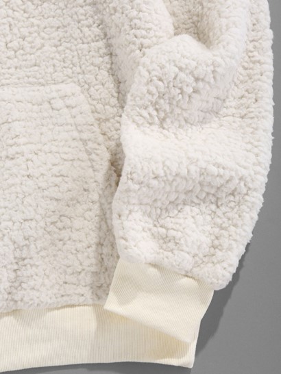 Letter Embroidered Faux Shearling Fleece Fluffy Vintage Essentials Hoodie - Image 4