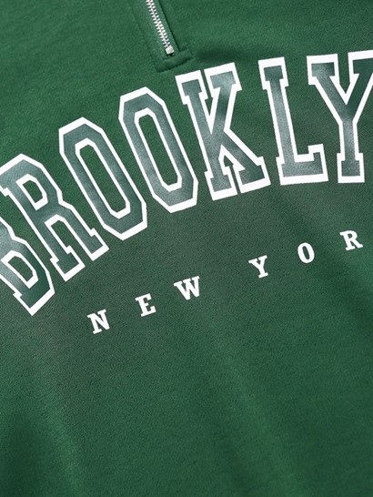 BROOKLYN NEW YORK Half Zip Corduroy Sweatshirt - Image 4