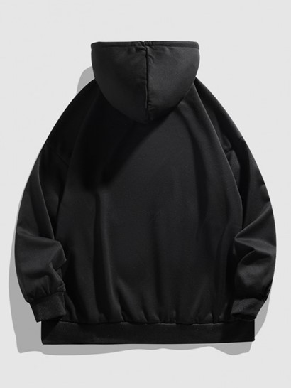 Unisex Solid Color Pocket Bracelet Sleeves Basic Hoodie - Image 4